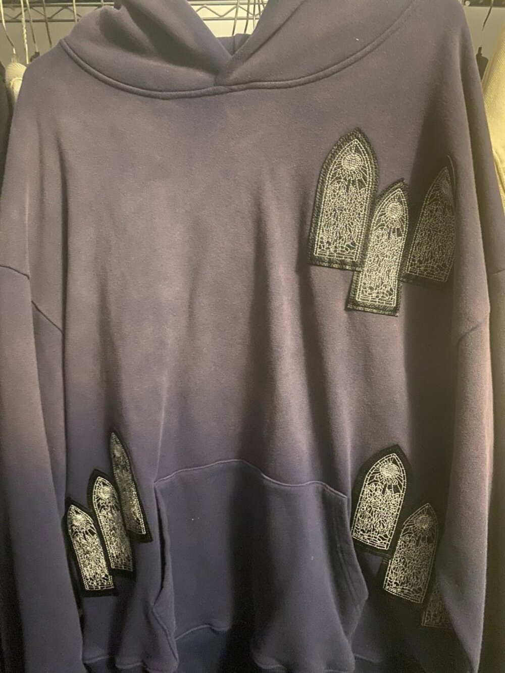 Who Decides War Purple Embroidered Window Patch Hoodie Size L